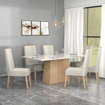 Conjunto Sala de Jantar 6 Cadeiras Tampo de Vidro Geórgia Marrom Inovata Conjunto Sala de Jantar 6 Cadeiras Tampo de Vidro Geórgia Marrom Inovata