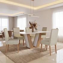 Conjunto Sala de Jantar 6 Cadeiras Tampo de Vidro Veneza Inovata Conjunto Sala de Jantar 6 Cadeiras Tampo de Vidro Veneza Inovata