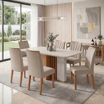Conjunto Sala de Jantar 6 Cadeiras Tampo MDF Astrid Apogeu Bege Amêndoa Clean/Off White/Rinzai Bege Conjunto Sala de Jantar 6 Cadeiras Tampo MDF Astrid Apogeu Bege Amêndoa Clean/Off White/Rinzai Bege