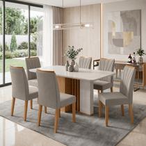 Conjunto Sala de Jantar 6 Cadeiras Tampo MDF Astrid Apogeu Cinza Amêndoa Clean/Off White/Capuccino Conjunto Sala de Jantar 6 Cadeiras Tampo MDF Astrid Apogeu Cinza Amêndoa Clean/Off White/Capuccino