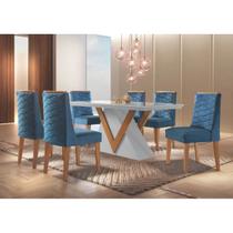 Conjunto Sala de Jantar 6 Cadeiras Tóquio Rufato Imbuia/Off White Conjunto Sala de Jantar 6 Cadeiras Tóquio Rufato Imbuia/Off White