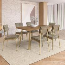 Conjunto Sala de Jantar 6 Cadeiras Una Carraro Carvalho Dourado Conjunto Sala de Jantar 6 Cadeiras Una Carraro Carvalho Dourado