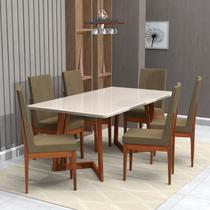 Conjunto Sala de Jantar 6 Lugares com Mesa e Cadeira em Veludo 160x90cm A104 Móveis Meneghetti