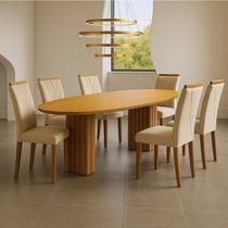 Conjunto Sala de Jantar 6 Lugares com Tampo Orgânico Isis