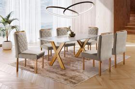 Conjunto Sala de Jantar 6 Lugares Espanha Mesa e Cadeiras Madeira Maciça Tampo Com Vidro Conjunto Sala de Jantar 6 Lugares Espanha Mesa e Cadeiras Madeira Maciça Tampo Com Vidro