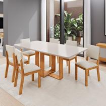 Conjunto Sala de Jantar 6 Lugares Jady Tampo Retangular MDF Bege Conjunto Sala de Jantar 6 Lugares Jady Tampo Retangular MDF Bege