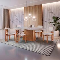 Conjunto Sala de Jantar 6 Lugares Lotus - Mesa e Cadeiras Orgânicas Madeira Maciça Linho Conjunto Sala de Jantar 6 Lugares Lotus - Mesa e Cadeiras Orgânicas Madeira Maciça Linho