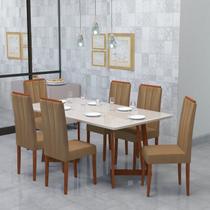 Conjunto Sala de Jantar 6 Lugares Madeira Eucalipto Ametista Móveis Meneghetti