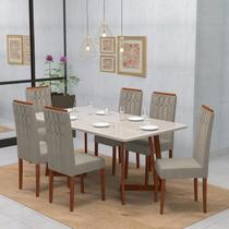 Conjunto Sala de Jantar 6 Lugares Madeira Eucalipto Ametista Móveis Meneghetti