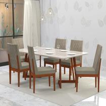 Conjunto Sala de Jantar 6 Lugares Madeira Eucalipto Safira Marrom/Caramelo/Castor Conjunto Sala de Jantar 6 Lugares Madeira Eucalipto Safira Marrom/Caramelo/Castor