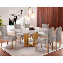 Conjunto Sala de Jantar 6 Lugares Mesa Lisy e 6 Cadeiras Jade Veludo - Móveis Mix Conjunto Sala de Jantar 6 Lugares Mesa Lisy e 6 Cadeiras Jade Veludo - Móveis Mix