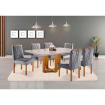 Conjunto Sala de Jantar 6 Lugares Mesa Lisy Madeira Maciça e 6 Cadeiras Safira Móveis Mundial Conjunto Sala de Jantar 6 Lugares Mesa Lisy Madeira Maciça e 6 Cadeiras Safira Móveis Mundial