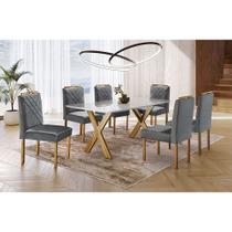 Conjunto Sala de Jantar 6 Lugares Mesa Munique Tampo Vidro e Cadeiras Madeira Maciça Imperial Móveis Mundial Conjunto Sala de Jantar 6 Lugares Mesa Munique Tampo Vidro e Cadeiras Madeira Maciça Imperial Móveis Mundial