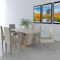 Conjunto Sala de Jantar 6 Lugares Mesa Noruega e Cadeira Montana Móveis Meneghetti Inovata