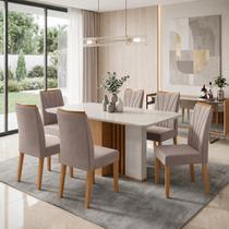 Conjunto Sala de Jantar 6 Lugares Quadrada Tampo MDF Mesa Astrid com Cadeiras Apogeu Bege Amêndoa Clean/Off White/Naturale Creme Conjunto Sala de Jantar 6 Lugares Quadrada Tampo MDF Mesa Astrid com Cadeiras Apogeu Bege Amêndoa Clean/Off White/Naturale Creme