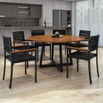 Conjunto Sala de Jantar 6 Lugares Redonda Mesa Coliseu com Barcelona Conjunto Sala de Jantar 6 Lugares Redonda Mesa Coliseu com Barcelona