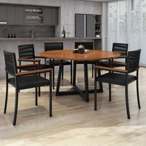 Conjunto Sala de Jantar 6 Lugares Redonda Mesa Coliseu com Cadeiras Barcelona Conjunto Sala de Jantar 6 Lugares Redonda Mesa Coliseu com Cadeiras Barcelona