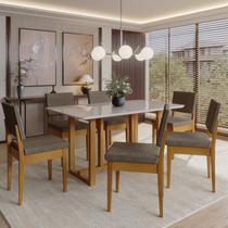 Conjunto Sala de Jantar 6 Lugares Retangular com Tampo de Vidro Mesa Filadélfia Cadeiras Miami