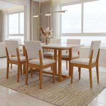 Conjunto Sala de Jantar 6 Lugares Retangular com Tampo de Vidro Mesa Filadélfia Cadeiras Miami