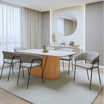 Conjunto Sala de Jantar 6 Lugares Retangular com Tampo Mdf Cadeiras Estofadas Luar Espresso Móveis Conjunto Sala de Jantar 6 Lugares Retangular com Tampo Mdf Cadeiras Estofadas Luar Espresso Móveis