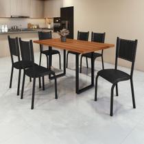 Conjunto Sala de Jantar 6 Lugares Retangular Mesa Tampo Madeira Bp 136x75cm Mariana