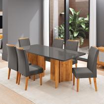 Conjunto Sala de Jantar 6 Lugares Retangular Tampo de Vidro e MDF Corleone Yescasa Conjunto Sala de Jantar 6 Lugares Retangular Tampo de Vidro e MDF Corleone Yescasa