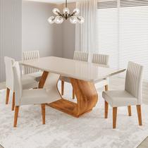 Conjunto Sala de Jantar 6 Lugares Retangular Tampo de Vidro e MDF Ricca Yescasa Conjunto Sala de Jantar 6 Lugares Retangular Tampo de Vidro e MDF Ricca Yescasa