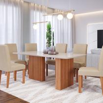 Conjunto Sala de Jantar 6 lugares Retangular Tampo de Vidro/MDF Ester Cadeiras maia