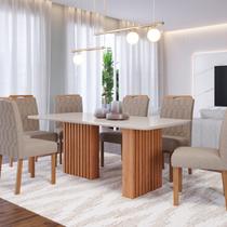 Conjunto Sala de Jantar 6 lugares Retangular Tampo de Vidro/MDF Ester Cadeiras Paola