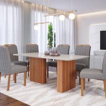 Conjunto Sala de Jantar 6 lugares Retangular Tampo de Vidro/MDF Ester Cadeiras Paola Conjunto Sala de Jantar 6 lugares Retangular Tampo de Vidro/MDF Ester Cadeiras Paola