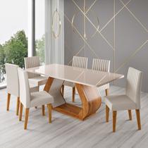Conjunto Sala de Jantar 6 Lugares Retangular Tampo de Vidro MDF Tactel Yescasa Conjunto Sala de Jantar 6 Lugares Retangular Tampo de Vidro MDF Tactel Yescasa