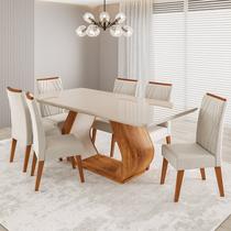 Conjunto Sala de Jantar 6 Lugares Retangular Tampo em Vidro e MDF Saron Yescasa Conjunto Sala de Jantar 6 Lugares Retangular Tampo em Vidro e MDF Saron Yescasa