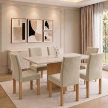Conjunto Sala de Jantar 6 Lugares Retangular Tampo MDF 160x80cm Mesa Carol e Cadeiras Espanha Conjunto Sala de Jantar 6 Lugares Retangular Tampo MDF 160x80cm Mesa Carol e Cadeiras Espanha