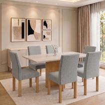 Conjunto Sala de Jantar 6 Lugares Retangular Tampo MDF 160x80cm Mesa Carol e Cadeiras Espanha Conjunto Sala de Jantar 6 Lugares Retangular Tampo MDF 160x80cm Mesa Carol e Cadeiras Espanha