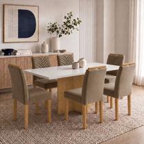 Conjunto Sala de Jantar 6 Lugares Retangular Tampo MDF 160x80cm Mesa e Cadeiras Carol Conjunto Sala de Jantar 6 Lugares Retangular Tampo MDF 160x80cm Mesa e Cadeiras Carol