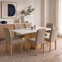 Conjunto Sala de Jantar 6 Lugares Retangular Tampo MDF 160x80cm Mesa e Cadeiras Carol Conjunto Sala de Jantar 6 Lugares Retangular Tampo MDF 160x80cm Mesa e Cadeiras Carol