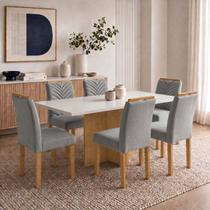 Conjunto Sala de Jantar 6 Lugares Retangular Tampo MDF 160x80cm Mesa e Cadeiras Carol Conjunto Sala de Jantar 6 Lugares Retangular Tampo MDF 160x80cm Mesa e Cadeiras Carol