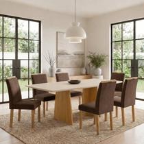 Conjunto Sala de Jantar 6 Lugares Retangular Tampo MDF 160x80cm Mesa e Cadeiras Lyra Conjunto Sala de Jantar 6 Lugares Retangular Tampo MDF 160x80cm Mesa e Cadeiras Lyra