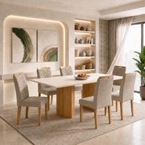 Conjunto Sala de Jantar 6 Lugares Retangular Tampo MDF 160x80cm Mesa Isla e Cadeiras Carol Conjunto Sala de Jantar 6 Lugares Retangular Tampo MDF 160x80cm Mesa Isla e Cadeiras Carol