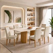 Conjunto Sala de Jantar 6 Lugares Retangular Tampo MDF 160x80cm Mesa Isla e Cadeiras Carol Conjunto Sala de Jantar 6 Lugares Retangular Tampo MDF 160x80cm Mesa Isla e Cadeiras Carol