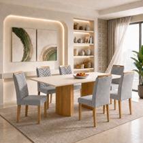 Conjunto Sala de Jantar 6 Lugares Retangular Tampo MDF 160x80cm Mesa Isla e Cadeiras Carol Conjunto Sala de Jantar 6 Lugares Retangular Tampo MDF 160x80cm Mesa Isla e Cadeiras Carol