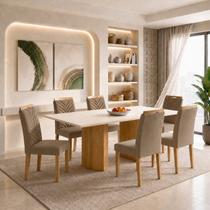 Conjunto Sala de Jantar 6 Lugares Retangular Tampo MDF 160x80cm Mesa Isla e Cadeiras Carol Conjunto Sala de Jantar 6 Lugares Retangular Tampo MDF 160x80cm Mesa Isla e Cadeiras Carol