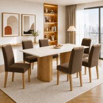 Conjunto Sala de Jantar 6 Lugares Retangular Tampo MDF 160x80cm Mesa Isla e Cadeiras Lyra Conjunto Sala de Jantar 6 Lugares Retangular Tampo MDF 160x80cm Mesa Isla e Cadeiras Lyra