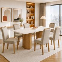 Conjunto Sala de Jantar 6 Lugares Retangular Tampo MDF 160x80cm Mesa Isla e Cadeiras Lyra Conjunto Sala de Jantar 6 Lugares Retangular Tampo MDF 160x80cm Mesa Isla e Cadeiras Lyra