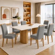 Conjunto Sala de Jantar 6 Lugares Retangular Tampo MDF 160x80cm Mesa Isla e Cadeiras Lyra Conjunto Sala de Jantar 6 Lugares Retangular Tampo MDF 160x80cm Mesa Isla e Cadeiras Lyra