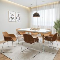 Conjunto Sala de Jantar 6 Lugares Retangular Tampo MDF 160X85cm Mesa Smart com Cadeiras Lodelô