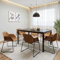 Conjunto Sala de Jantar 6 Lugares Retangular Tampo MDF 160X85cm Mesa Smart com Cadeiras Lodelô Conjunto Sala de Jantar 6 Lugares Retangular Tampo MDF 160X85cm Mesa Smart com Cadeiras Lodelô