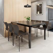 Conjunto Sala de Jantar 6 Lugares Retangular Tampo MDF 160X85cm Mesa Smart com Cadeiras Mono