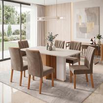 Conjunto Sala de Jantar 6 Lugares Retangular Tampo MDF 170cm Mesa Astrid com Cadeiras Apogeu
