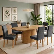 Conjunto Sala de Jantar 6 Lugares Retangular Tampo MDF 180x90cm Mesa Diana e Cadeiras Espanha Conjunto Sala de Jantar 6 Lugares Retangular Tampo MDF 180x90cm Mesa Diana e Cadeiras Espanha